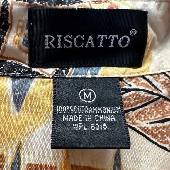 VTG Riscatto Men’s M European Hawaiian Button Down Short Sleeve Shirt Upcycled - Picture 4 of 10